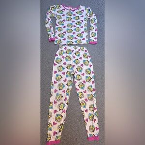 Minions Despicable Me Girls Pajamas 2 Piece Size 10 White And Pink Longsleeve